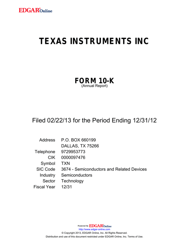 2013 Form 10-K 2013 Form 10-K