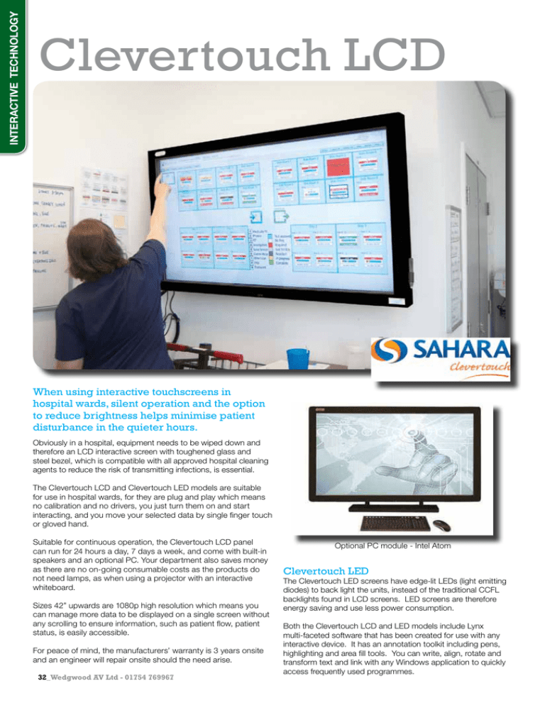 Touchscreens in hospital wards Touchscreens in hospital wards