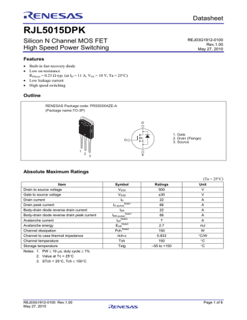RJL5015DPK Datasheet RJL5015DPK Datasheet
