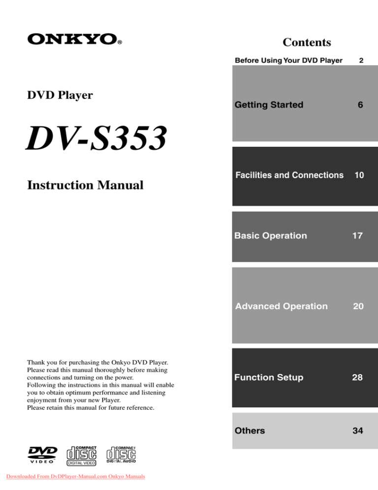 Onkyo DV-S353 User Guide Manual Operating Instruction Pdf Onkyo DV-S353 User Guide Manual Operating Instruction Pdf