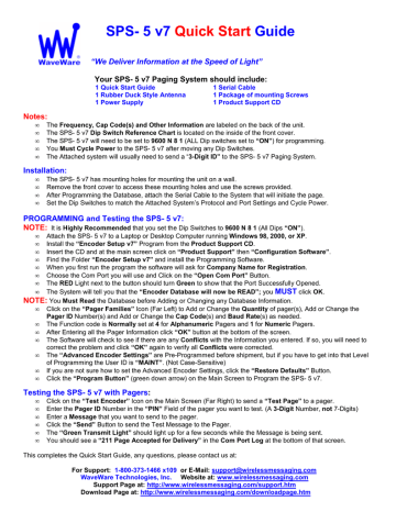 SPS-5 v7 Quick Start Guide SPS-5 v7 Quick Start Guide