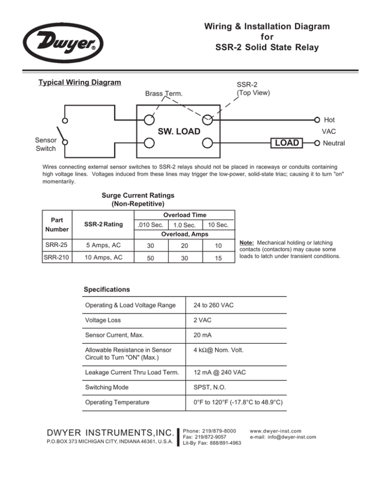 Dwyer Series SSR User manual Dwyer Series SSR User manual