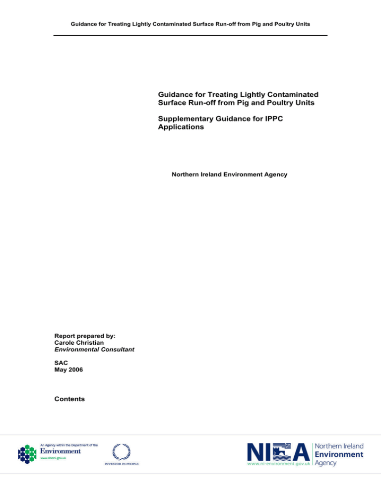 Guidance for Treating Lightly Contaminated Surface Run-off Guidance for Treating Lightly Contaminated Surface Run-off