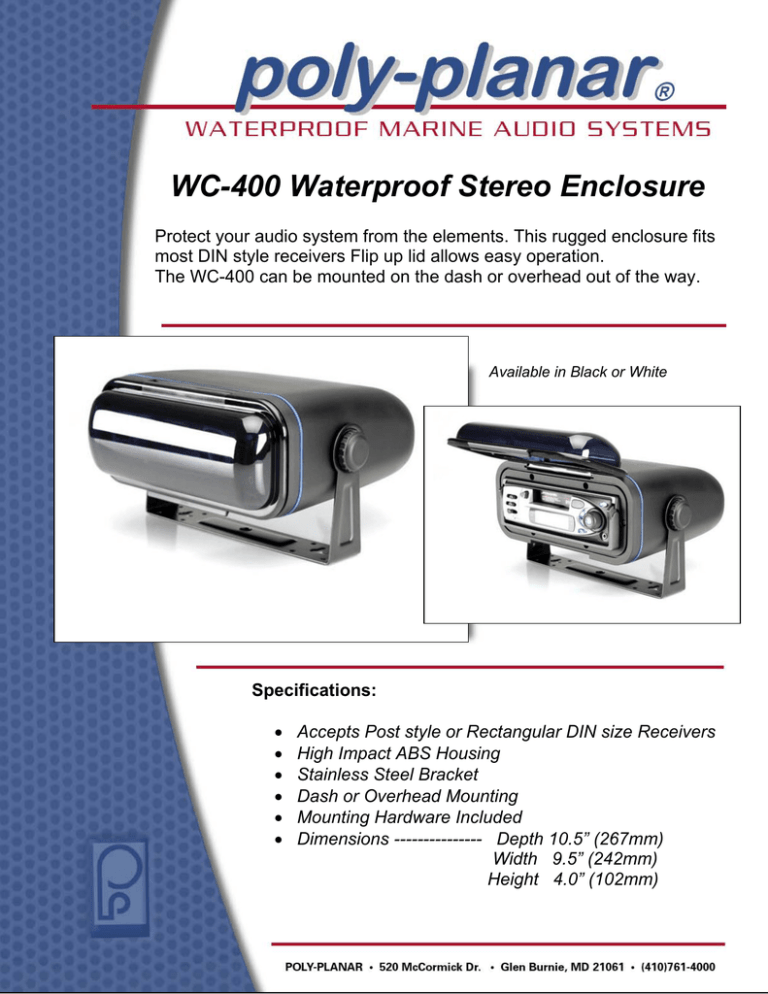 poly-planar WC-400B Specification poly-planar WC-400B Specification