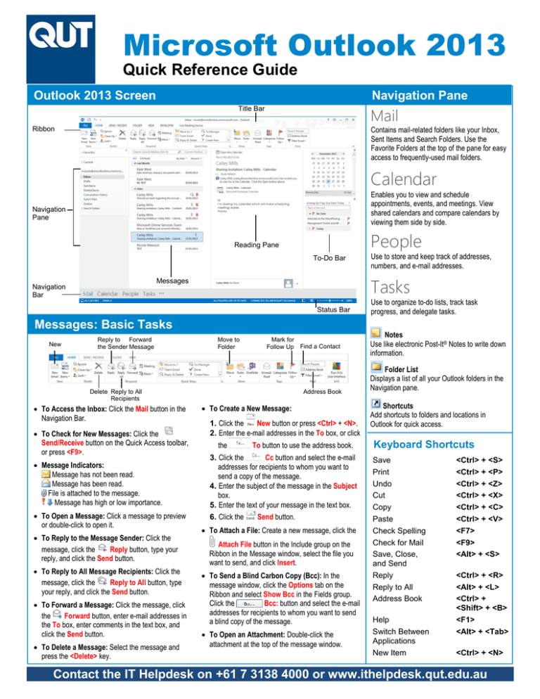 Outlook 2013 - Quick Reference Guide Outlook 2013 - Quick Reference Guide