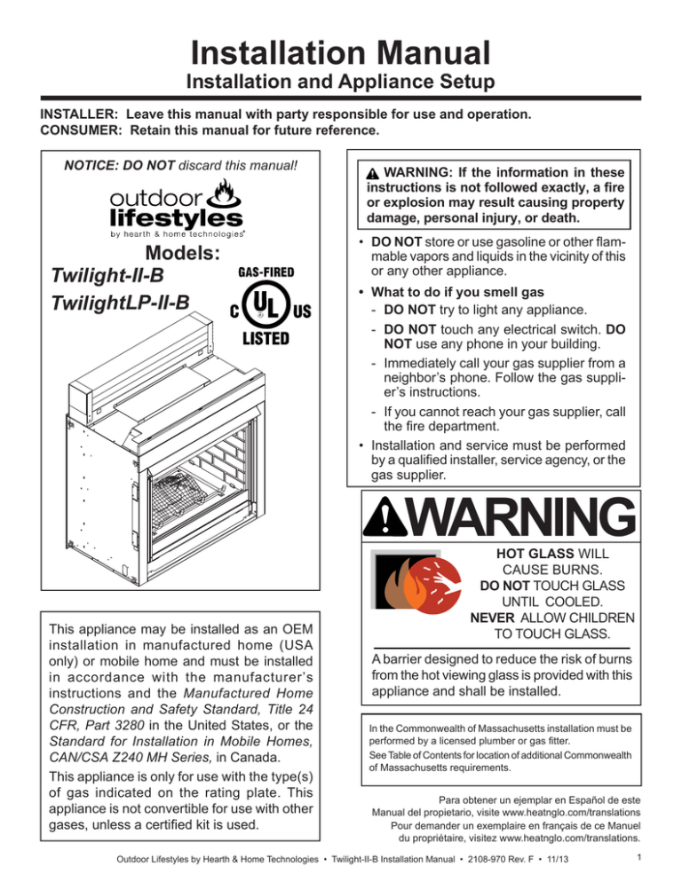 Installation Manual Installation and Appliance Setup Installation Manual Installation and Appliance Setup