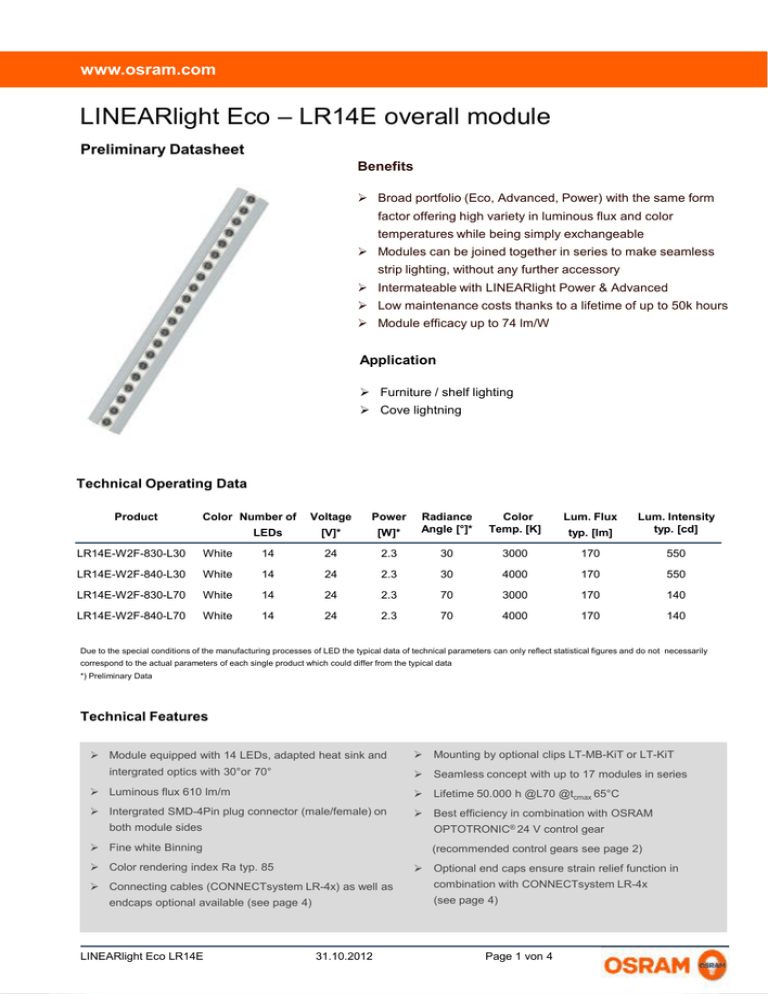 www.osram.com Preliminary Datasheet Benefits www.osram.com Preliminary Datasheet Benefits