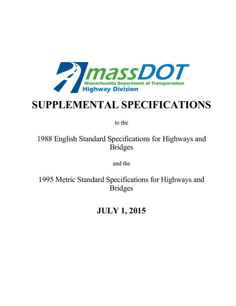 SUPPLEMENTAL SPECIFICATIONS SUPPLEMENTAL SPECIFICATIONS