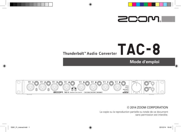 TAC-8 Mode d emploi (French) TAC-8 Mode d emploi (French)