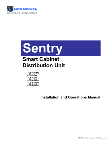 Sentry CS-xxxx-x Cabinet Distribution Unit Installation and Operations Manual | Manualzz Sentry CS-xxxx-x Cabinet Distribution Unit Installation and Operations Manual | Manualzz