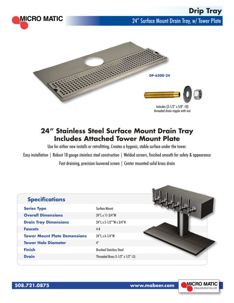 24" x 5-1/2" Drip Tray - With 24" x 6 24" x 5-1/2" Drip Tray - With 24" x 6