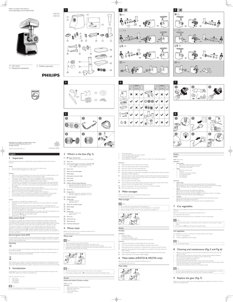 Philips Avance HR2735/00 User manual Philips Avance HR2735/00 User manual