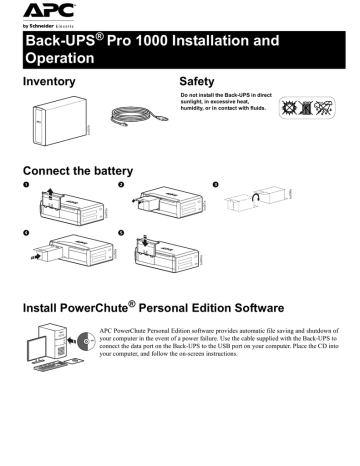 Back-UPS Pro 1000 Installation and Operation Inventory | Manualzz