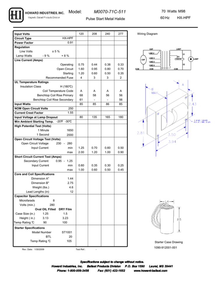 M0070-71C-511 Model: M98 70 M0070-71C-511 Model: M98 70