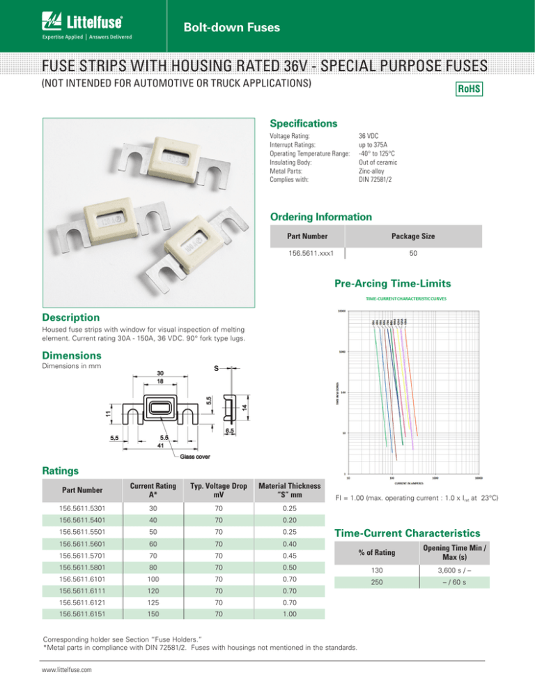 FUSE STRIPS WITH HOUSING RATED 36V - SPECIAL PURPOSE FUSES FUSE STRIPS WITH HOUSING RATED 36V - SPECIAL PURPOSE FUSES