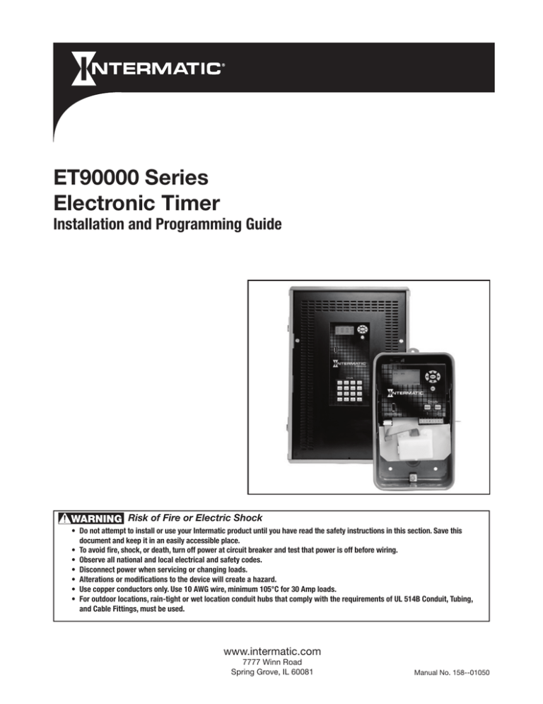 Intermatic ET90000 Series User manual Intermatic ET90000 Series User manual