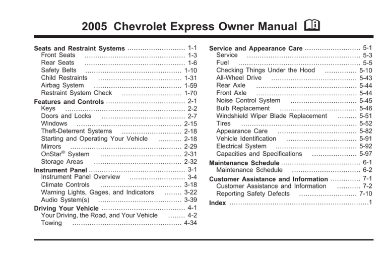Chevrolet 2005, 2005 Express Owner's manual Chevrolet 2005, 2005 Express Owner's manual