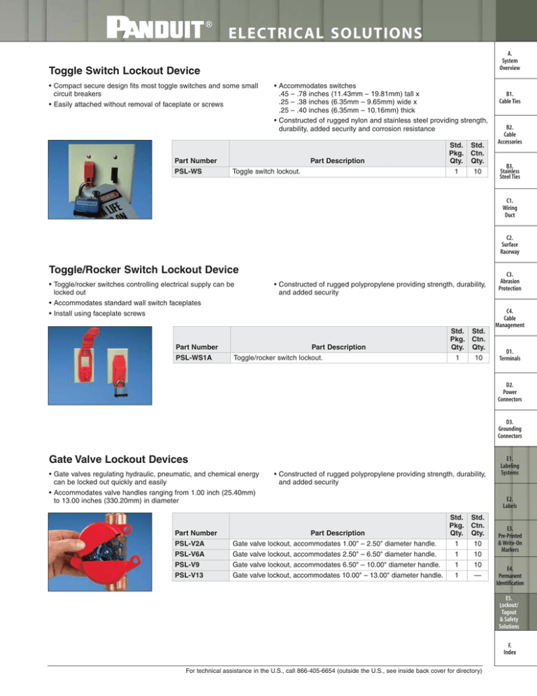 ELECTRICAL SOLUTIONS Toggle Switch Lockout Device ELECTRICAL SOLUTIONS Toggle Switch Lockout Device