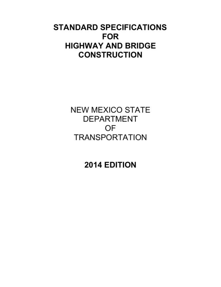 STANDARD SPECIFICATIONS FOR HIGHWAY AND BRIDGE STANDARD SPECIFICATIONS FOR HIGHWAY AND BRIDGE