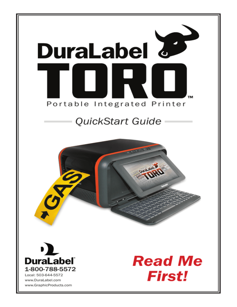 DuraLabel Toro Quick Start Guide DuraLabel Toro Quick Start Guide