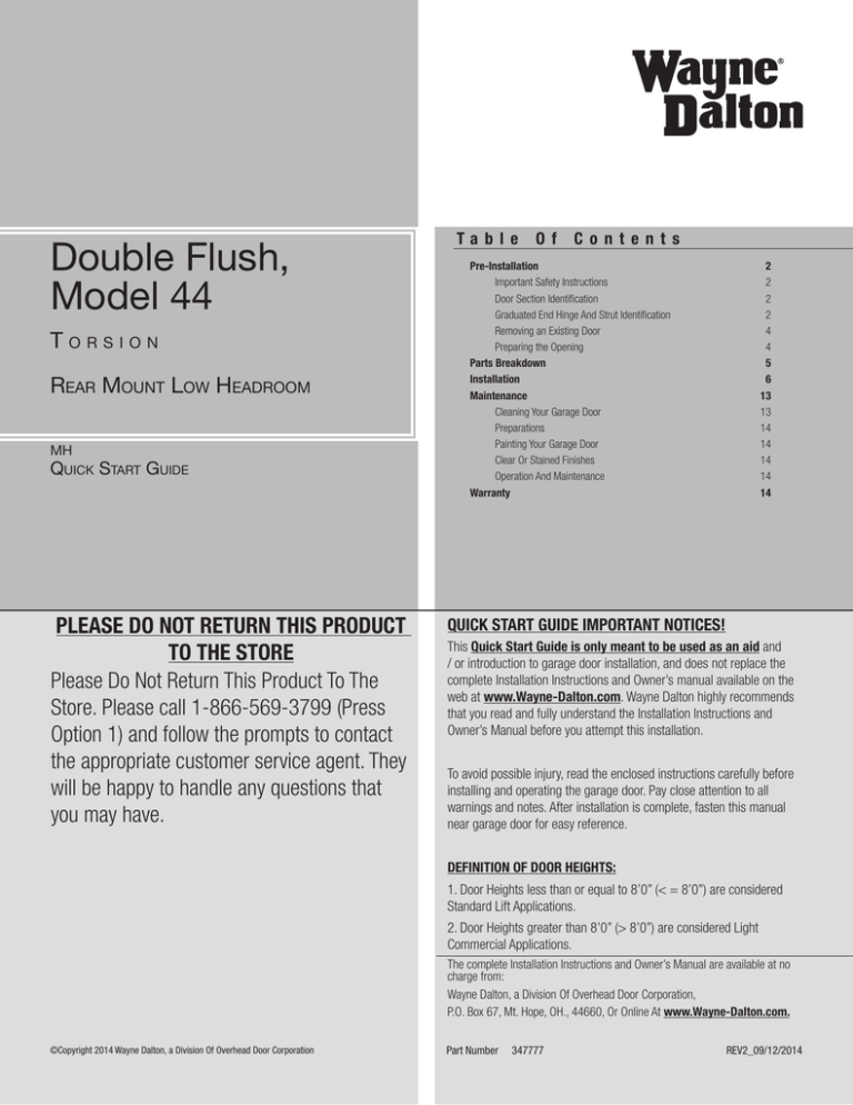 Double Flush 44 Torsion Rear Mount Low Headroom Double Flush 44 Torsion Rear Mount Low Headroom