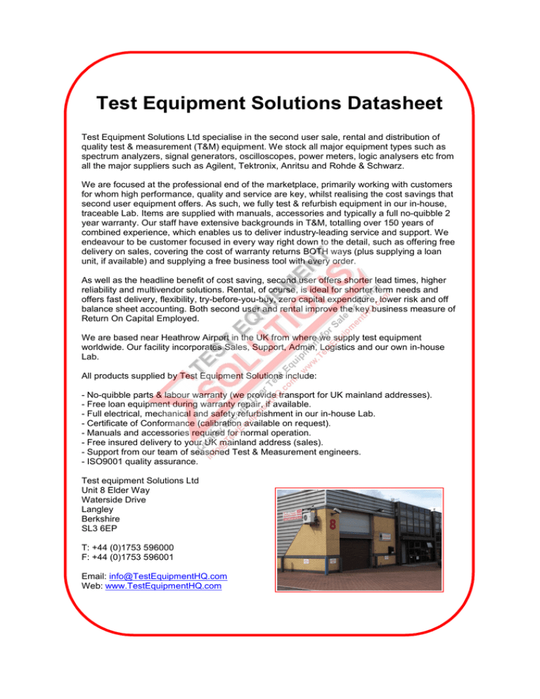Rohde-Schwarz ZVL6 Datasheet Rohde-Schwarz ZVL6 Datasheet