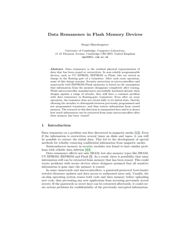 Data Remanence in Flash Memory Devices Data Remanence in Flash Memory Devices