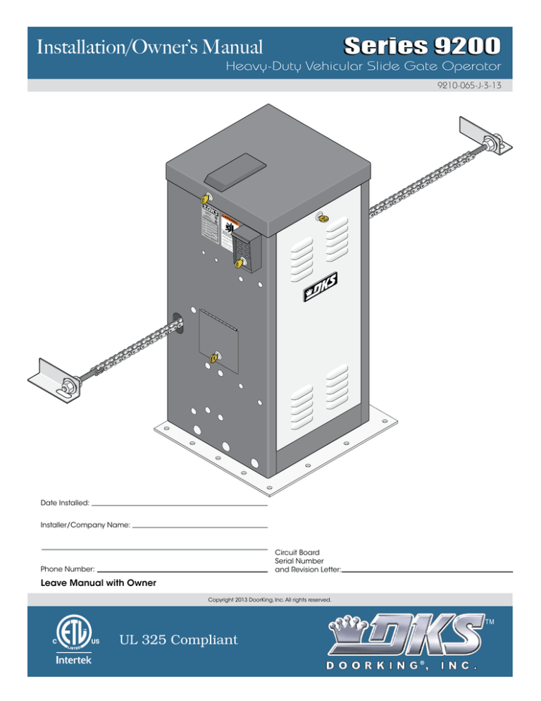 Doorking 9220 Manual Doorking 9220 Manual