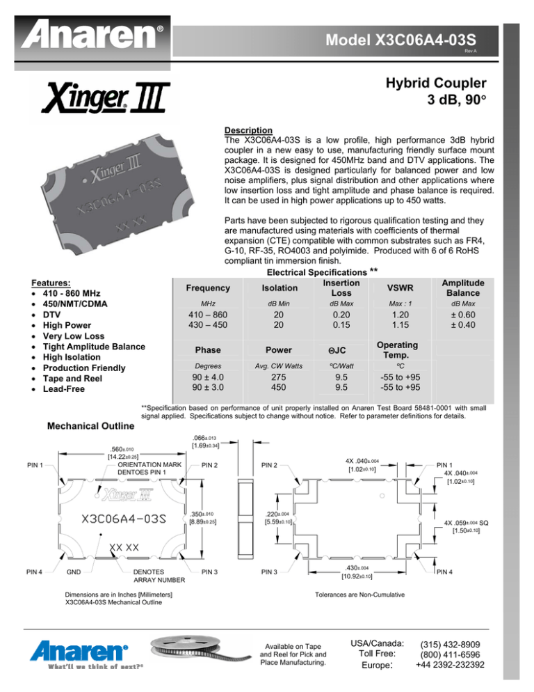 datasheet for X3C06A4 datasheet for X3C06A4