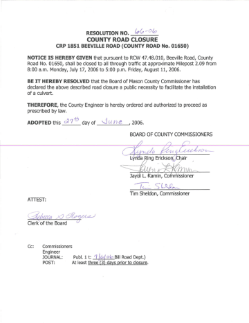 Road Closure � Beeville Road (MP 2.09) Road Closure � Beeville Road (MP 2.09)