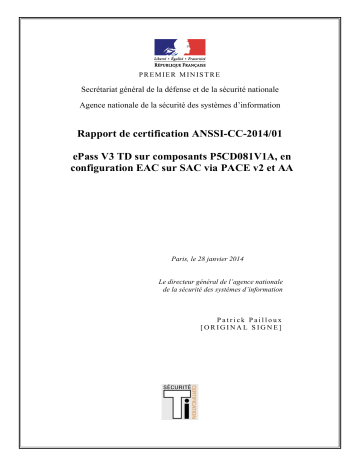 Certification Report: ANSSI-CC_2014 Certification Report: ANSSI-CC_2014