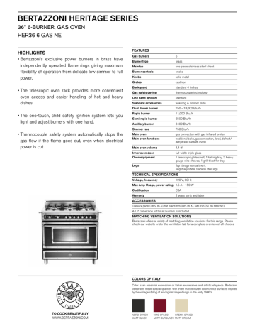 HER36 6 GAS NE specifications sheet HER36 6 GAS NE specifications sheet