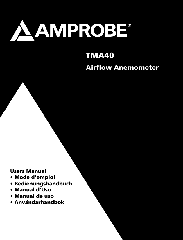 Amprobe TMA40 Airflow Anemometer User manual Amprobe TMA40 Airflow Anemometer User manual