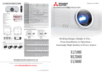 Mitsubishi Electric U L7400U Brochure & Specs | Manualzz