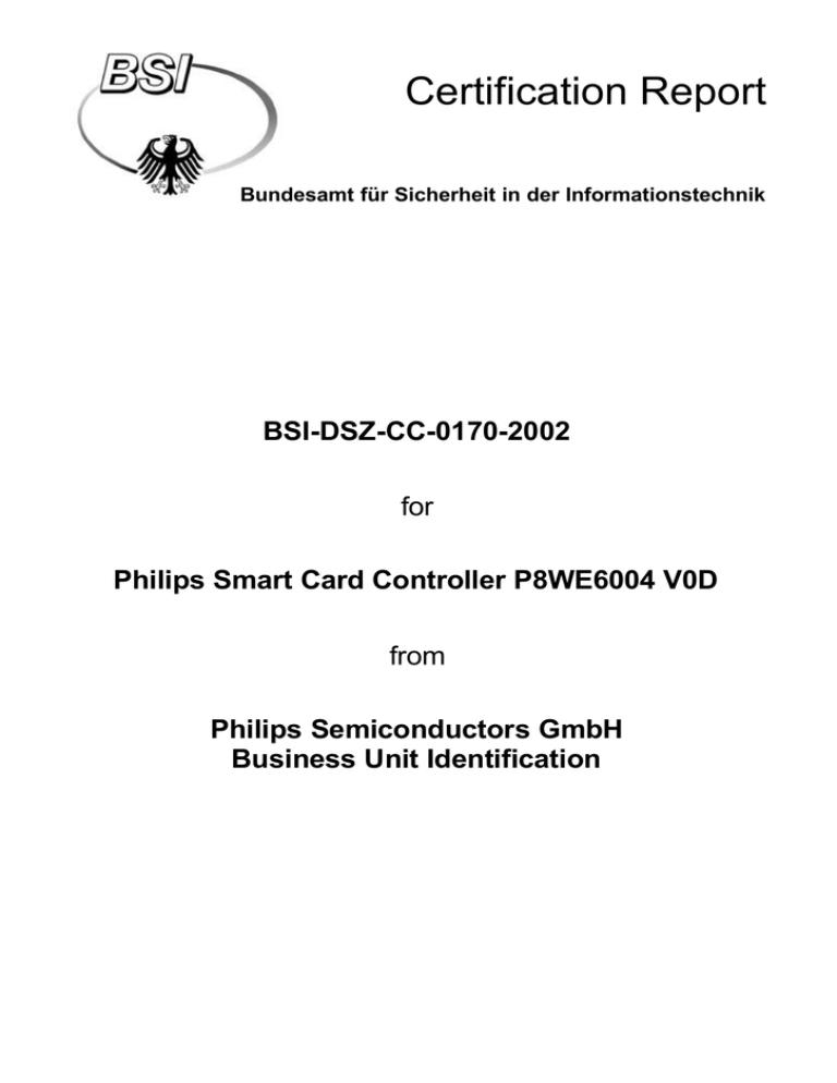 Certification Report: 0170a Certification Report: 0170a