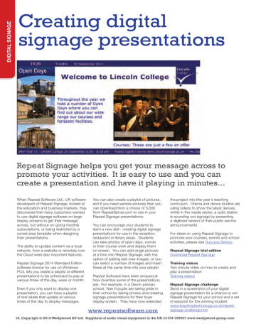 Creating digital signage presentations to promote your activities Creating digital signage presentations to promote your activities