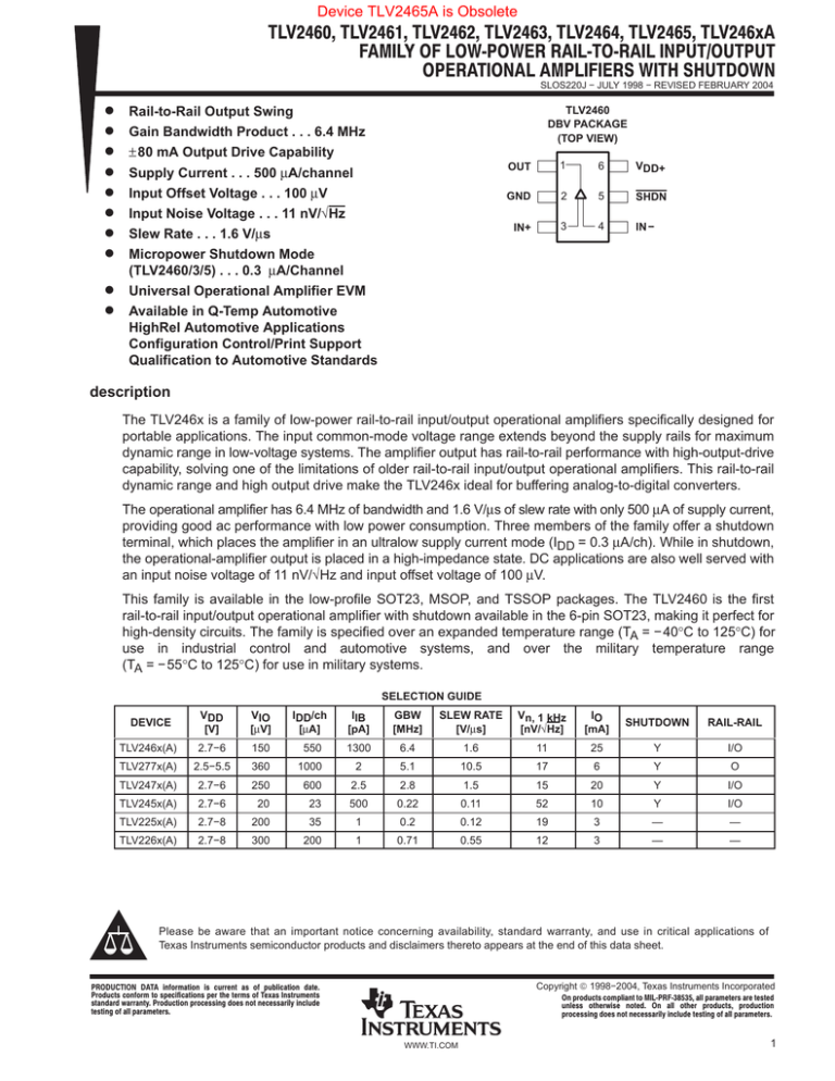 TLV2462 datasheet TLV2462 datasheet