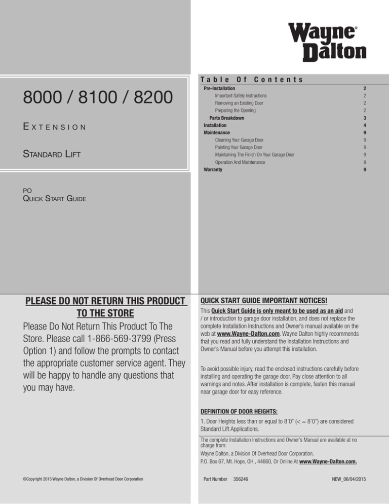 Extension Standard Lift PO Extension Standard Lift PO