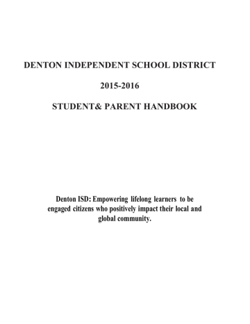 Student & Parent Handbook Student & Parent Handbook
