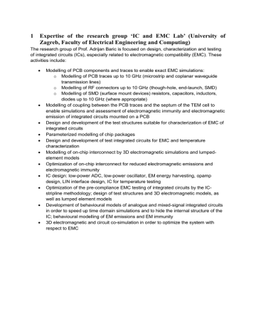 UniZagreb-FER-IC&EMC Lab-Adrijan Baric-brief-research-overview UniZagreb-FER-IC&EMC Lab-Adrijan Baric-brief-research-overview