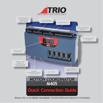 Trio MC405 Quick Connection Manual | Manualzz Trio MC405 Quick Connection Manual | Manualzz