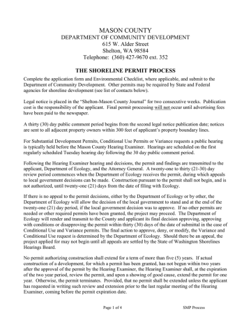 Shoreline Permit Process Shoreline Permit Process