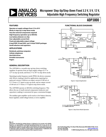 ADP3000 Micropower Step-Up/Step-Down Fixed 3.3 V, 5 V, 12 V, ADP3000 Micropower Step-Up/Step-Down Fixed 3.3 V, 5 V, 12 V,