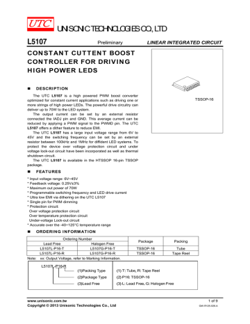 datasheet for L5107G-P16-T by Unisonic Technologies Company Limited datasheet for L5107G-P16-T by Unisonic Technologies Company Limited