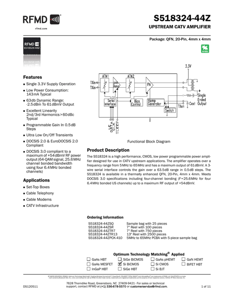 datasheet for S518324-44ZTR7 by RF Micro Devices, Inc. datasheet for S518324-44ZTR7 by RF Micro Devices, Inc.