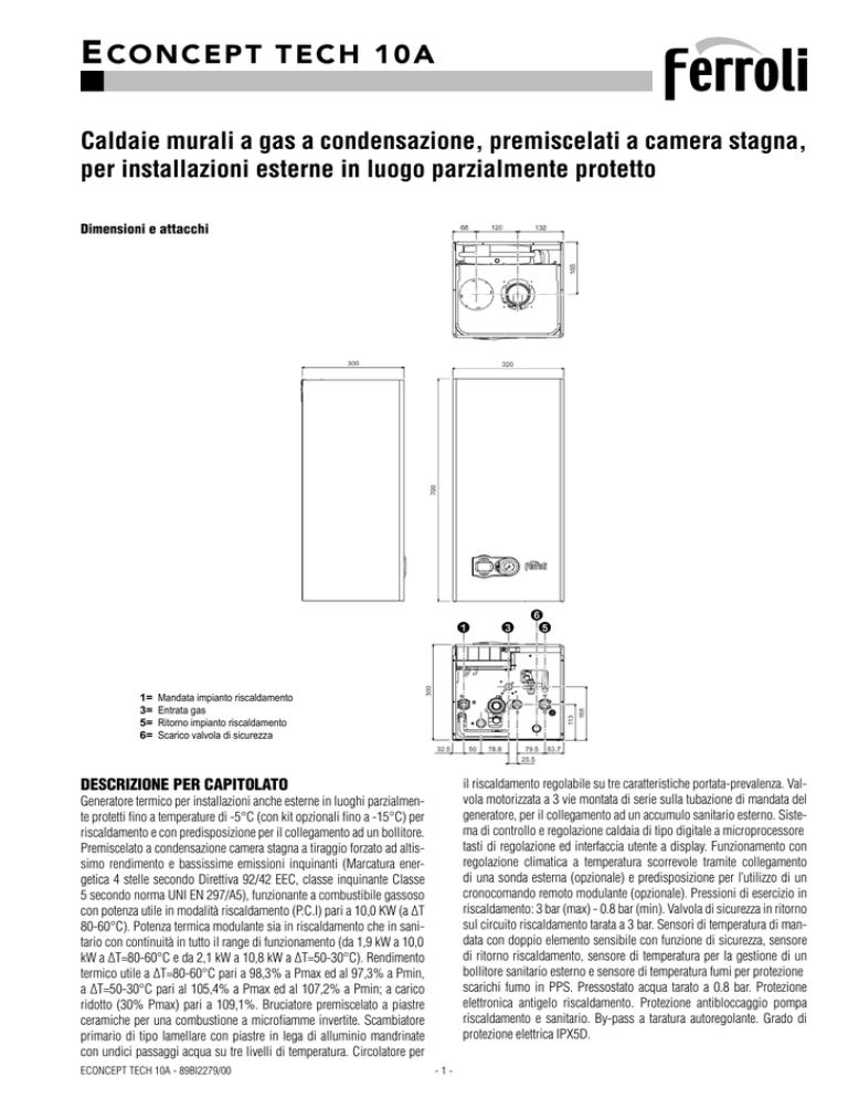 FERROLI caldaia condensazione scheda tecnica econcept TECH 10A FERROLI caldaia condensazione scheda tecnica econcept TECH 10A