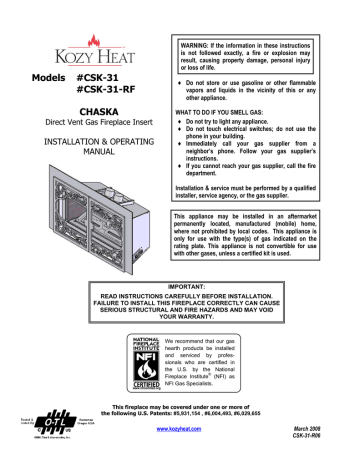 Kozyheat Chaska Owner Manual | Manualzz