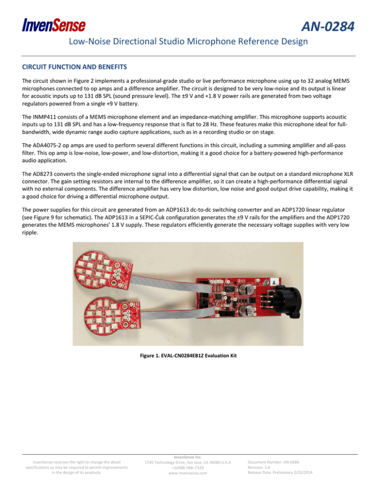 Low-Noise Directional Studio Microphone Reference Design Low-Noise Directional Studio Microphone Reference Design