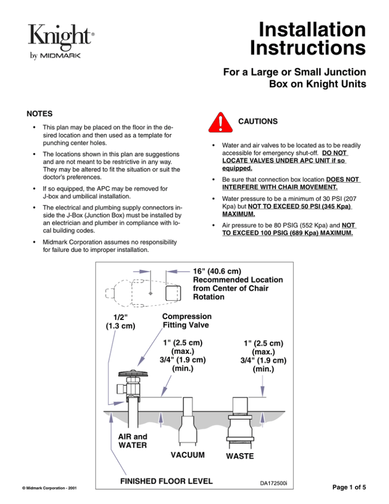 Midmark Asepsis 21® Systems, International (Whip) Delivery Installation guide Midmark Asepsis 21® Systems, International (Whip) Delivery Installation guide