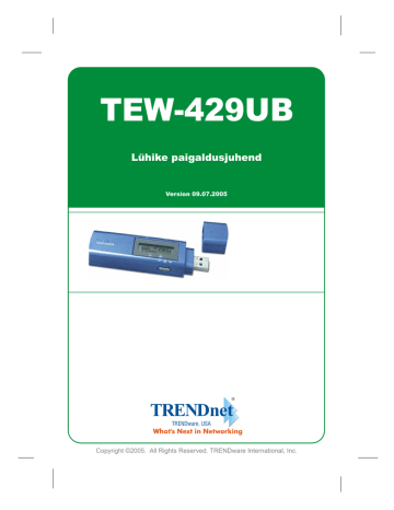 Trendnet TEW-429UB 54Mbps 802.11g Wireless USB 2.0 Adapter Quick Installation Guide | Manualzz Trendnet TEW-429UB 54Mbps 802.11g Wireless USB 2.0 Adapter Quick Installation Guide | Manualzz